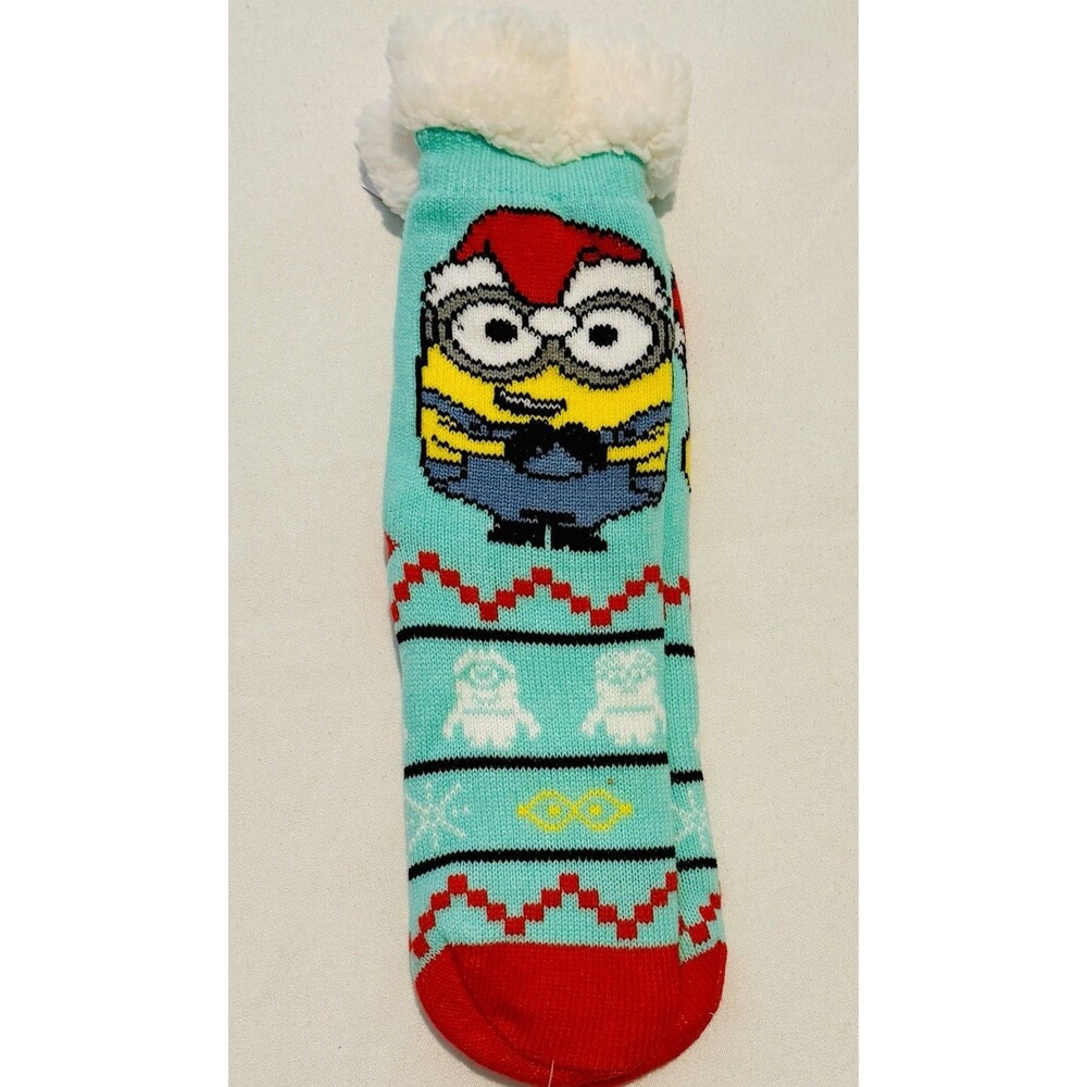 Minions Sherpa Lined Non-Slip Slipper Socks 1 Size NWT Christmas Winter